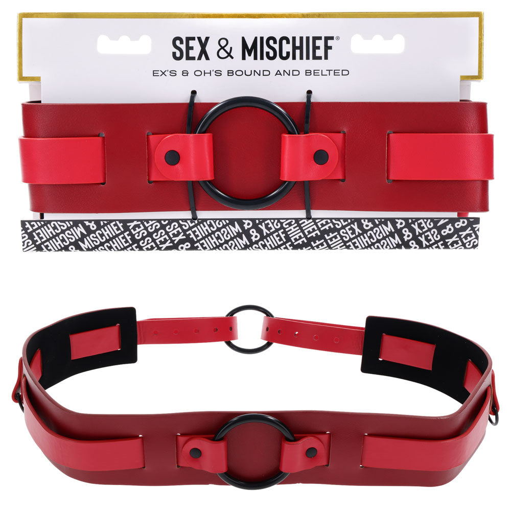 S&M Exs & Ohs Bound and Belted - Red Bondage Belt Sportsheets